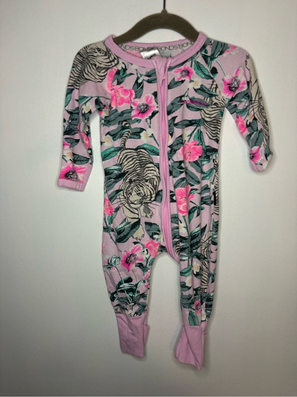 BONDS - Kids Pink Floral & Tiger One-Piece Pajamas